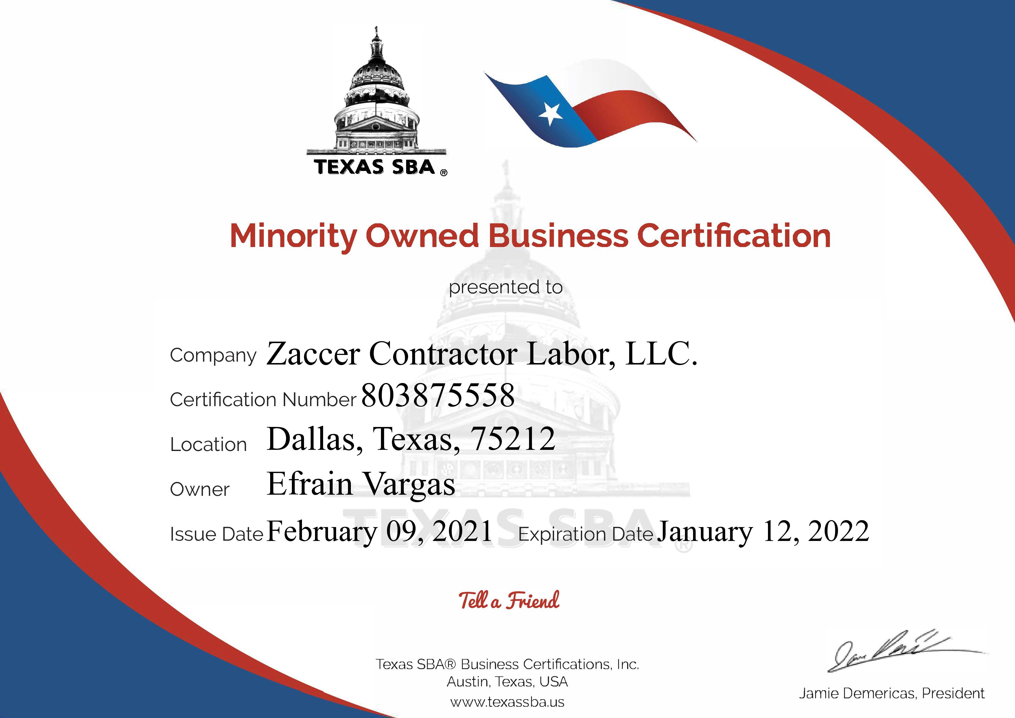 Zaccer Contractor Labor, LLC.